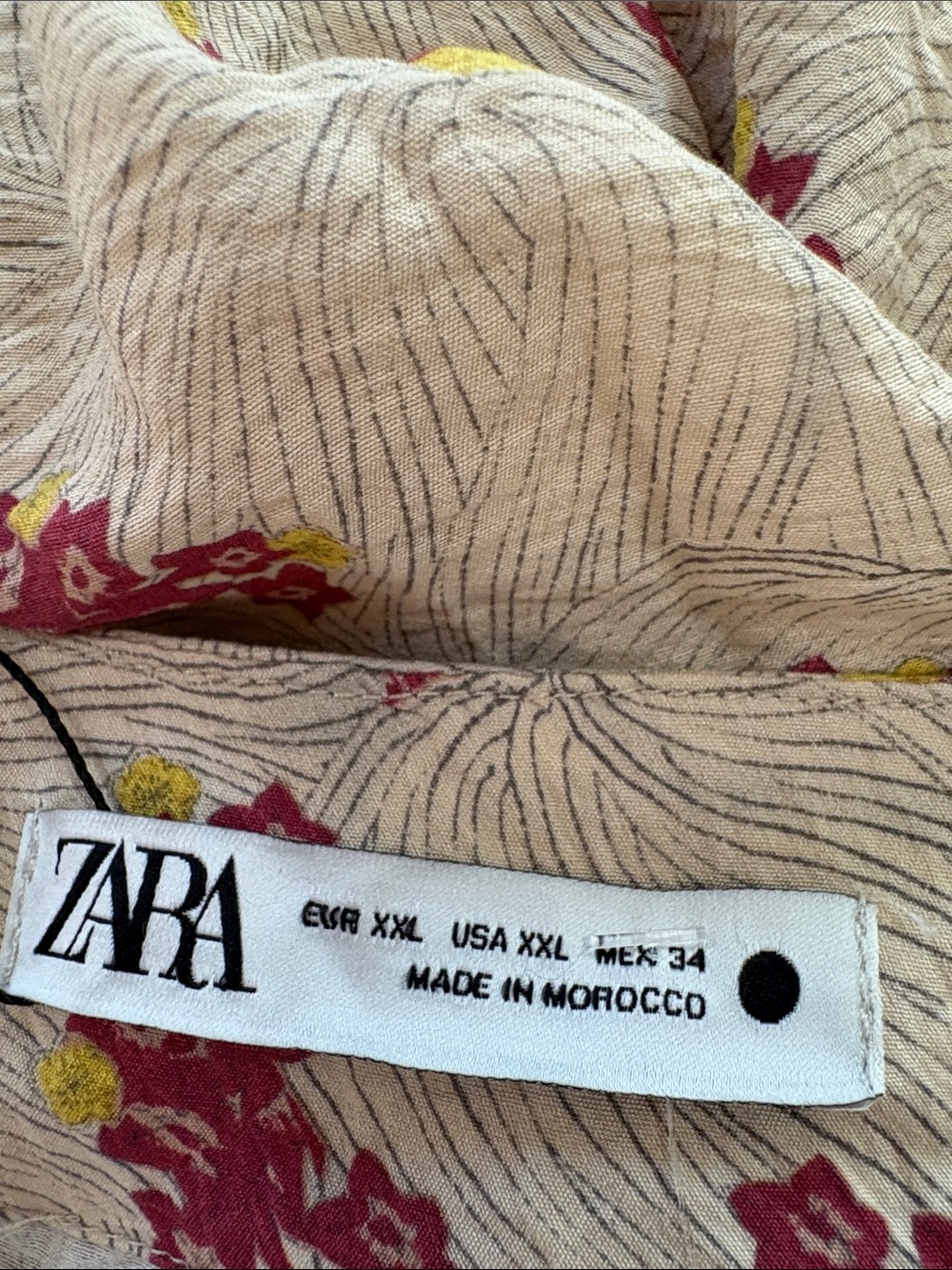 Zara Floral Mock Neck Front Tie Top, Size XXL, NWT - Picture 13 of 14